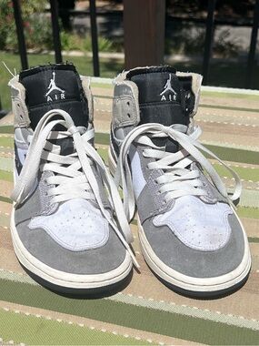 Nike Grey and White High-Top Sneakers